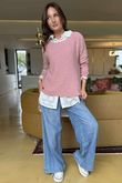 Made in Italy Conrad Body Skim Knit Jumper Rose Marl
